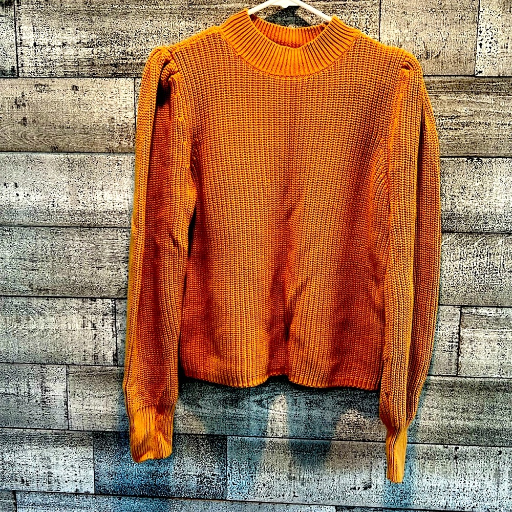 Mustard Yellow Sweater with Puff Shoulder